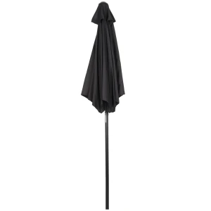 Parasol Ø196 Cm, Draaibare Parasol Met Kantelfunctie, Zeshoekige Balkonparasol Strandschirm Windvast Stabiel Marktparasol Krukparasol Zonbescherming Voor Strand Balkon Tuin, Zwart 1