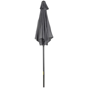 Parasol Ø196 Cm, Draaibare Parasol Met Knikfunctie, Zeshoekige Balkonparasol Strandschirm Windbestendig Stabiel Marktparasol Krukparasol Zonbescherming Voor Strand Balkon Tuin, Donkergrijs 1