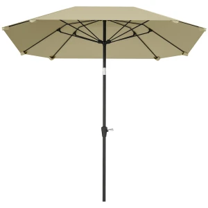 Parasol Ø233 Cm, Parasol Met Knikfunctie, Achthoekige Balkonparasol Strandschirm Windbestendig Stabiele Marktparasol Krukasparasol Zonbescherming Voor Strand Balkon Terras Tuin, Beige 1