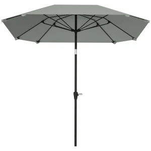 Parasol Ø233 Cm, Parasol Met Knikfunctie, Achthoekige Balkonparasol Strandschirm Windvast Stabiele Marktparasol Krukparasol Zonbescherming Voor Strand Balkon Terras Tuin, Donkergrijs 1