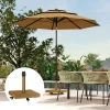 Parasolvoet Van Beton, Parasolstandaard Met Wielen, Remmen, Vierkante Parasolhouder, Parasolgewicht, Stand Voor Parasol Ø36/38/48 Mm, Voor Balkon, Terras, Tuin, Natuurhout 10