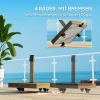 Parasolvoet Van Beton, Parasolstandaard Met Wielen, Remmen, Vierkante Parasolhouder, Parasolgewicht, Stand Voor Parasol Ø36/38/48 Mm, Voor Balkon, Terras, Tuin, Natuurhout 7