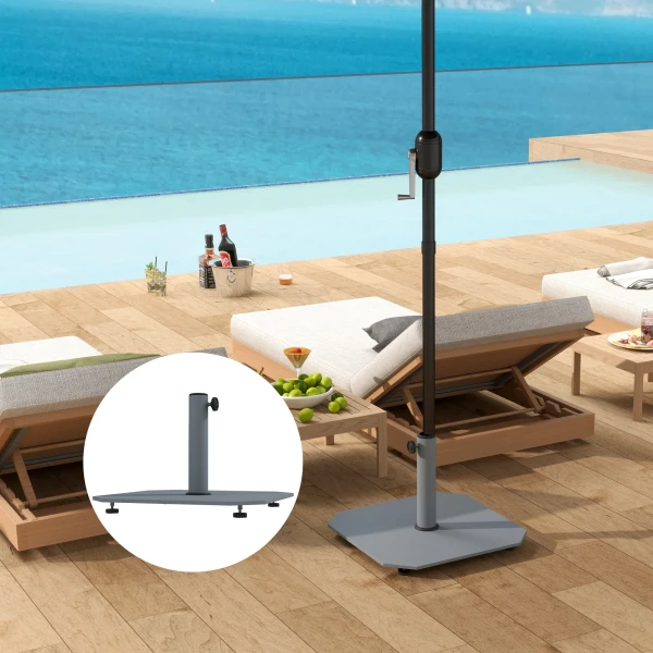 Parasolvoet Van Metaal 18,5 Kg, Parasolstandaard Met Wielen, Vierkante Parasolhouder, Parasolgewicht, Stand Voor Parasol 32/38/48mm Buisdiameter, Voor Balkon, Terras, Grijs 10