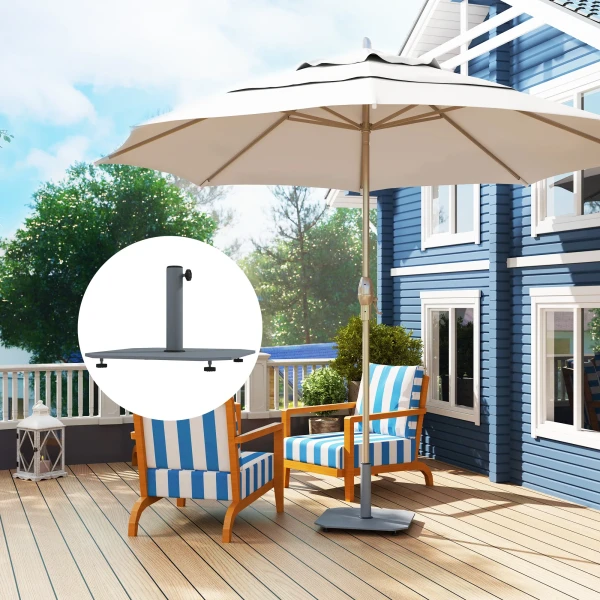Parasolvoet Van Metaal 18,5 Kg, Parasolstandaard Met Wielen, Vierkante Parasolhouder, Parasolgewicht, Stand Voor Parasol 32/38/48mm Buisdiameter, Voor Balkon, Terras, Grijs 2
