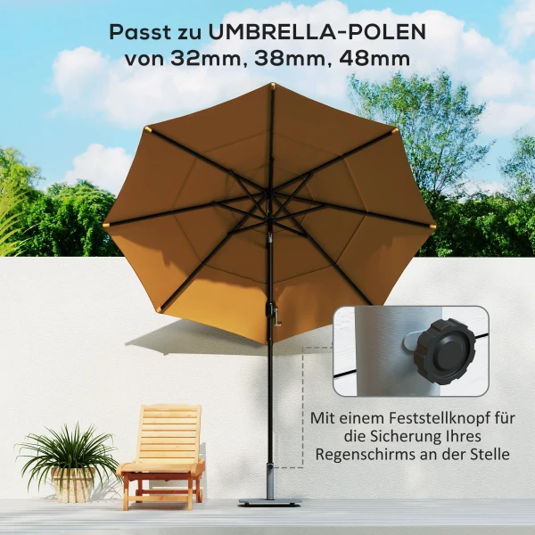 Parasolvoet Van Metaal 18,5 Kg, Parasolstandaard Met Wielen, Vierkante Parasolhouder, Parasolgewicht, Stand Voor Parasol 32/38/48mm Buisdiameter, Voor Balkon, Terras, Grijs 5