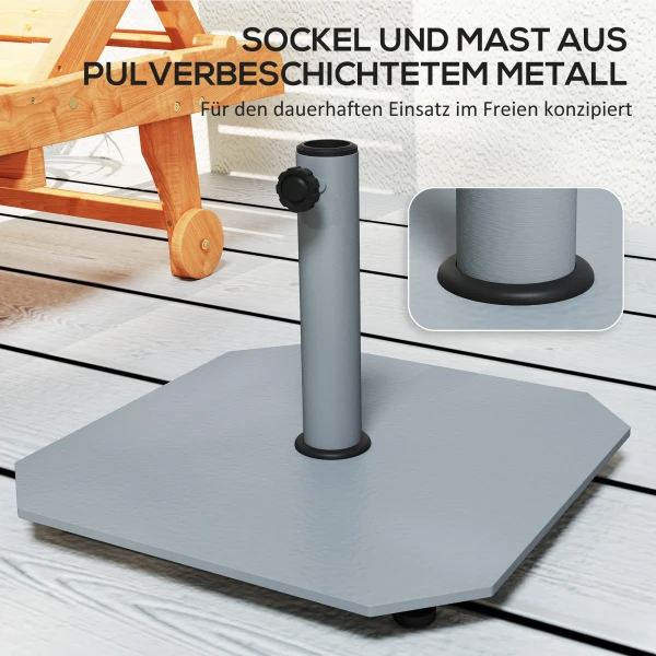 Parasolvoet Van Metaal 18,5 Kg, Parasolstandaard Met Wielen, Vierkante Parasolhouder, Parasolgewicht, Stand Voor Parasol 32/38/48mm Buisdiameter, Voor Balkon, Terras, Grijs 6