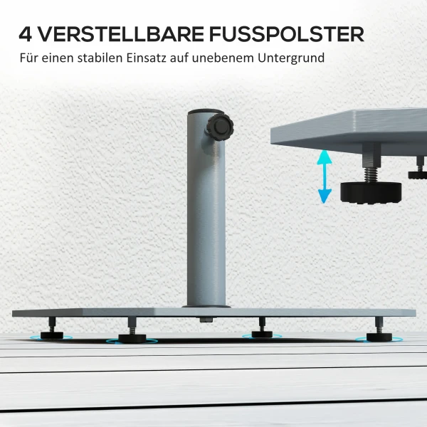 Parasolvoet Van Metaal 18,5 Kg, Parasolstandaard Met Wielen, Vierkante Parasolhouder, Parasolgewicht, Stand Voor Parasol 32/38/48mm Buisdiameter, Voor Balkon, Terras, Grijs 7