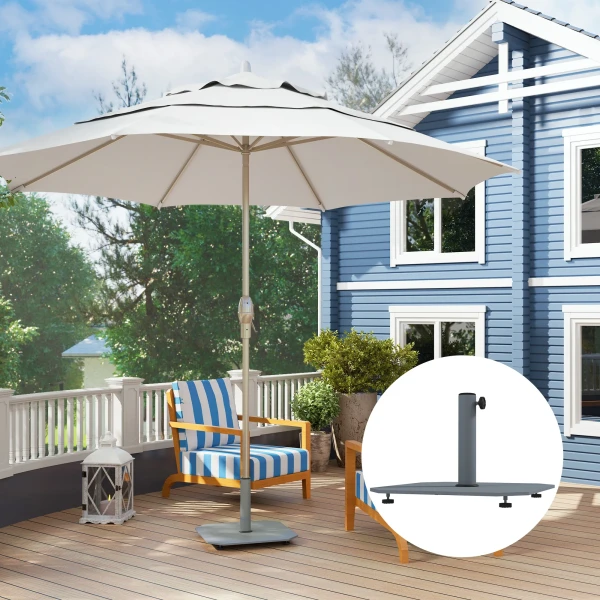 Parasolvoet Van Metaal 18,5 Kg, Parasolstandaard Met Wielen, Vierkante Parasolhouder, Parasolgewicht, Stand Voor Parasol 32/38/48mm Buisdiameter, Voor Balkon, Terras, Grijs 8
