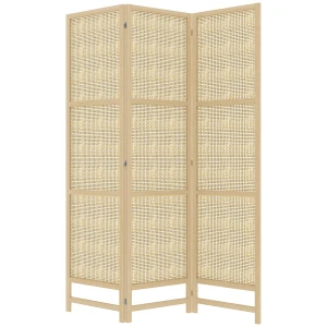 Paravent 3 Delig 135 X 180 Cm Scheidingswand Kamerverdeler Van Pp Rattan, Opvouwbare Kamerscherm Privacy Scherm Voor Woonkamer Natuur 1