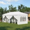 Paviljoen 5,85 X 2,95 M Opvouwbaar Tuinpaviljoen Met Uv Bescherming, Feesttent Inclusief Zijwanden & Ramen, Ritssluitingen, Staal Wit 2