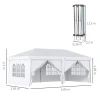 Paviljoen 5,85 X 2,95 M Opvouwbaar Tuinpaviljoen Met Uv Bescherming, Feesttent Inclusief Zijwanden & Ramen, Ritssluitingen, Staal Wit 4