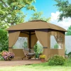 Paviljoen Ca. 3,4x3,4 M Waterafstotend Tuinpaviljoen Met 4 Zijpanelen, Dubbel Dak, Feesttent Met Uv Bescherming Tuintent Met Verzinkt Metalen Frame, Voor Tuin Beige 2