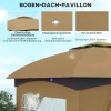 Paviljoen Ca. 3,4x3,4 M Waterafstotend Tuinpaviljoen Met 4 Zijpanelen, Dubbel Dak, Feesttent Met Uv Bescherming Tuintent Met Verzinkt Metalen Frame, Voor Tuin Beige 5