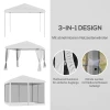 Paviljoen Ca.3x3m, Waterafstotend Stabiel Winterbestendig Pop Up Vouwpaviljoen Met Uv Bescherming, Opvouwbaar Feesttent Tuinpaviljoen Met 4 Zijpanelen, Tas Tuinpaviljoen Voor Camping Tuin, Crèmewit 5
