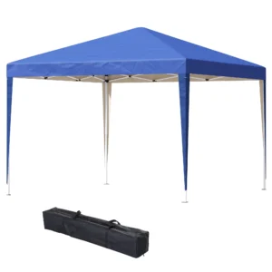 Paviljoen Ca. 3x3m, Waterafstotend Stabiel Winterbestendig Pop Up Vouwpaviljoen, Uv Bescherming, Opvouwbaar Feesttent Tuintent Met Tas, Tuinpaviljoen Voor Camping Tuin, Blauw 1