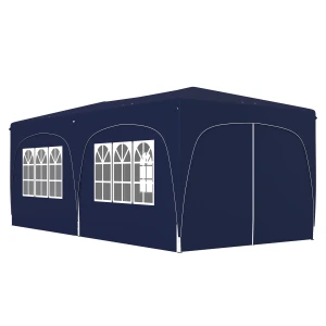 Paviljoen Ca. 3x6m, Waterafstotend Stabiel Winterbestendig Pop Up Vouwpaviljoen, Uv Bescherming 50+, Opvouwbaar Feesttent Tuintent Met 6 Zijpanelen Tas Tuinpaviljoen Voor Camping Tuin, Donkerblauw 1