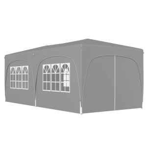 Paviljoen Ca. 3x6m, Waterafstotend Stabiel Winterbestendig Pop Up Vouwpaviljoen, Uv Bescherming 50+, Opvouwbaar Feesttent Tuintent Met 6 Zijpanelen Tas Tuinpaviljoen Voor Camping Tuin, Lichtgrijs 1