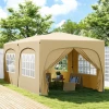 Paviljoen Ca. 3x6m, Waterafstotend Stabiel Winterbestendig Pop Up Vouwpaviljoen, Uv Bescherming 50+, Opvouwbaar Feesttent Tuintent Met 6 Zijpanelen Tas Tuinpaviljoen Voor Camping Tuin, Zand 2