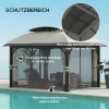Paviljoen Met Dubbeldak, 4x3,3 M Waterafstotend Stabiel Winterbestendig Tuinpaviljoen Met Muggennet, Zijkanten, Tuin Paviljoen Gemaakt Van Verzinkt Metaal, Voor Tuin, Terras, Lichtgrijs 6