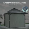 Paviljoen Met Hardtop, Ca. 3x3 M Waterdicht Stabiel Winterbestendig Tuinpaviljoen Met Muggennet, Zijpanelen, Tuin Paviljoen Van Metaal, Paviljoen Voor Tuin, Terras, Donkergrijs 6