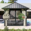 Paviljoen Met Hardtop, Ca. 3x3 M Waterdicht Stabiel Winterbestendig Tuinpaviljoen Met Muggennet, Zijpanelen, Tuin Paviljoen Van Metaal, Paviljoen Voor Tuin, Terras, Donkergrijs 8