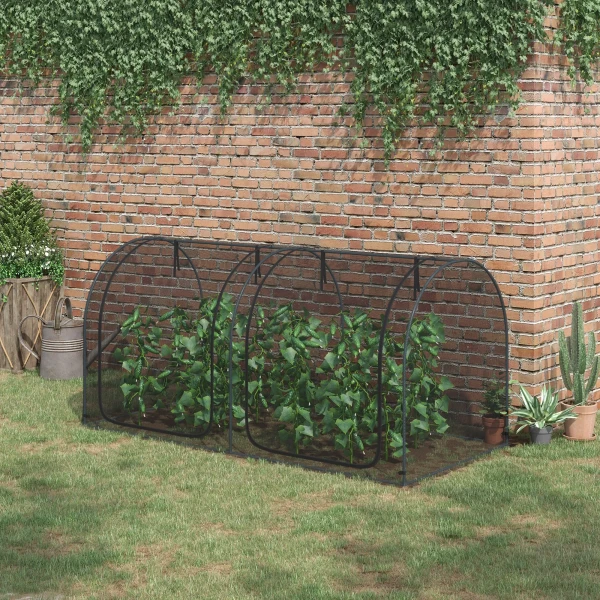 Plantenbeschermingsnet 2,5x1,2m, Groentebeschermingsnet Met Deur, Stalen Frame, Winddicht Groentennet, Tuin Fijnmazig, Insectenbeschermingsnet Met Draagtas Tuinnet Voor Planten Groenten Fruit Bloemen 2