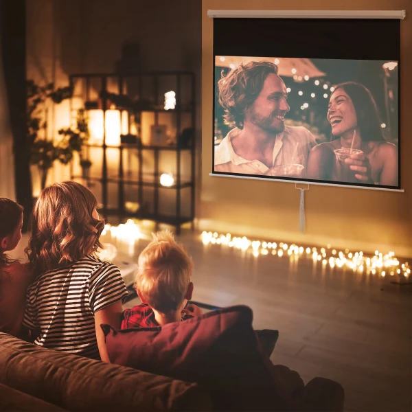 Projectiescherm 172 X 96 Cm Handmatig, Rolscherm Voor 4k Hd, Filmscherm Voor Thuisbioscoop En Presentaties, Wit 2