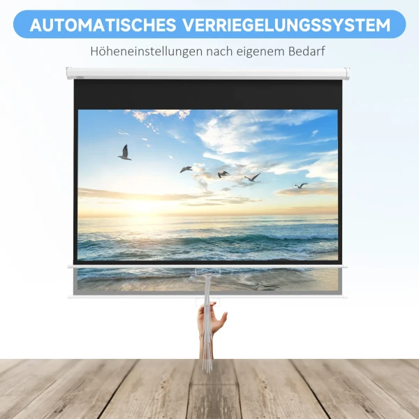Projectiescherm 172 X 96 Cm Handmatig, Rolscherm Voor 4k Hd, Filmscherm Voor Thuisbioscoop En Presentaties, Wit 5