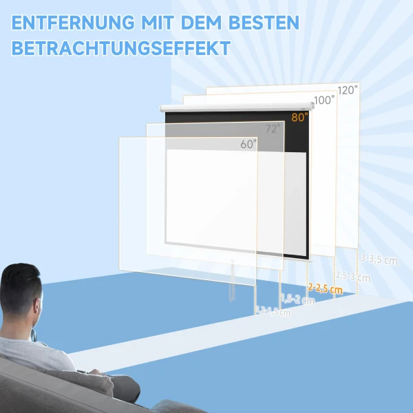 Projectiescherm 172 X 96 Cm Handmatig, Rolscherm Voor 4k Hd, Filmscherm Voor Thuisbioscoop En Presentaties, Wit 8