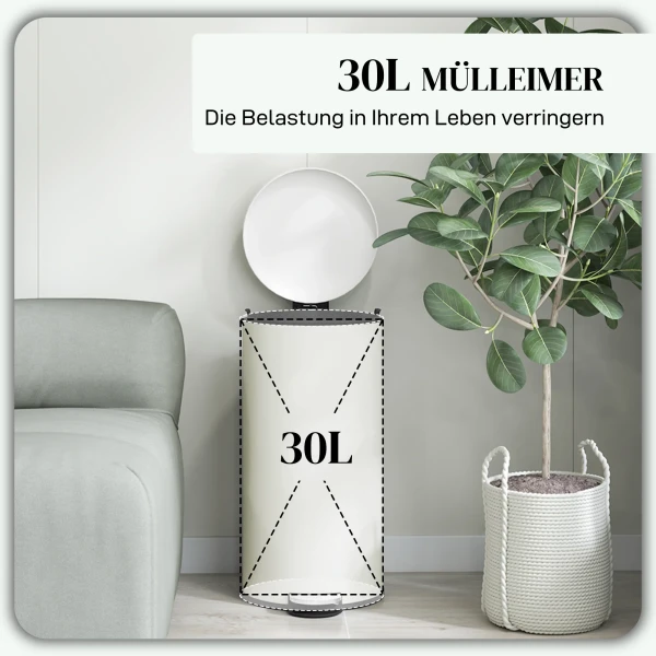 Prullenbak 30l Pedaalemmer Cosmetica Emmer Afvalbak Met Deksel En Voetpedaal, Vuilnisbak Met Binnenemmer, Voor Woonkamer, Kantoor, Metaal, 36 X 30 X 63,5 Cm 5