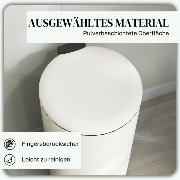 Prullenbak 30l Pedaalemmer Cosmetica Emmer Afvalbak Met Deksel En Voetpedaal, Vuilnisbak Met Binnenemmer, Voor Woonkamer, Kantoor, Metaal, 36 X 30 X 63,5 Cm 7