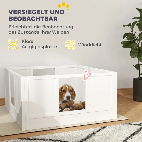 Puppy Werpkist, Puppyren Met Verstelbare Deur, Antislip Voetkussentjes, Puppy Loopstal Voor Tot Middelgrote Hondenrassen, 100 X 96 X 48 Cm, Wit 6