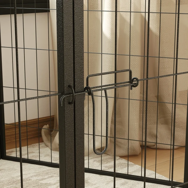 Puppyren 100 Cm Hoog, 6 Delig Hondenren Diy Puppyren Met Deur, Vrijloopren Voor Kleine, Middelgrote En Grote Honden, Staal, Zwart 10