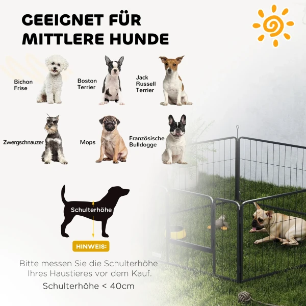 Puppyren 60 Cm Hoog, 6 Delig. Hondenren Diy Puppyren Met Deur, Vrijloopren Voor Kleine Honden, Staal, Zwart 8