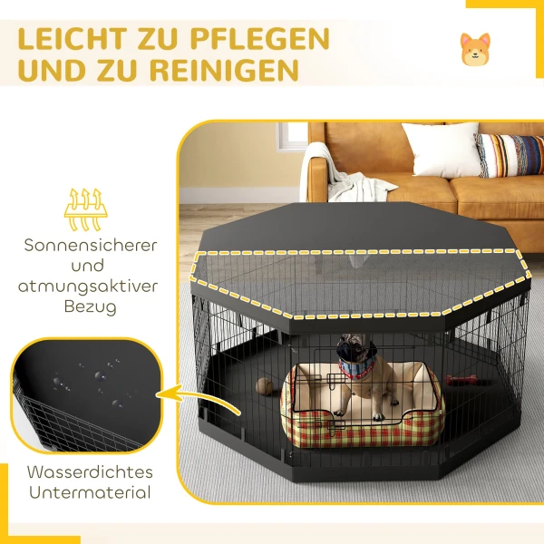 Puppyren, Puppyren Met Deuren, Vensters, Looprooster Met Ademend Net, Voor Kleine & Middelgrote Honden Onder 20 Kg, Binnen & Buiten, 159 X 159 X 76 Cm, Zwart 5