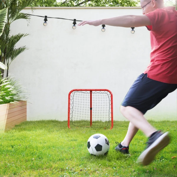 Rebounder Voor Voetbal, Opvouwbare Voetbal Rebounder 63 X 63 Cm Verstelbaar Voetbaldoel Kicker Voor Honkbal Basketbal, Metaal, Rood 2