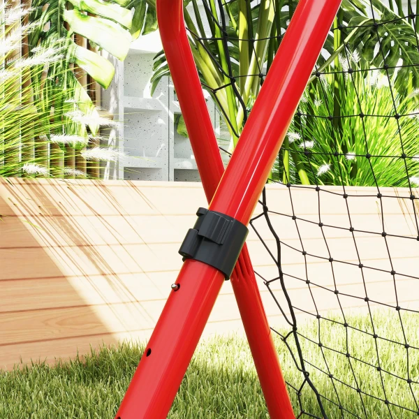 Rebounder Voor Voetbal, Opvouwbare Voetbal Rebounder 63 X 63 Cm Verstelbaar Voetbaldoel Kicker Voor Honkbal Basketbal, Metaal, Rood 5