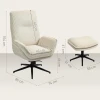 Relaxstoel Met Kruk 360° Draaibare Tv Stoel Met Ligfunctie, Tv Stoel Met Koord Optiek, Ruststoel Voor Woonkamer, Slaapkamer, Beige 4