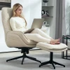 Relaxstoel Met Kruk 360° Draaibare Tv Stoel Met Ligfunctie, Tv Stoel Met Koord Optiek, Ruststoel Voor Woonkamer, Slaapkamer, Beige 9
