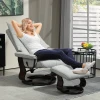Relaxstoel Met Voetenbank, Draaibare Tv Stoel Met Ligfunctie, Schommelfunctie, Ligstoel Met Dubbele Hoge Rugleuning, Fluweelachtige Uitstraling, Voor Woonkamer, Slaapkamer, Grijs 2
