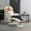 Relaxstoel Met Voetenbank, Elektrische Massagestoel Met Ligfunctie, 10 Massagepunten, Draaibare Televisiestoel Met Zijvak, Afstandsbediening, Kunstleer, Crèmewit 2