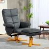 Relaxstoel Met Voetenbank, Opbergruimte, Gestoffeerde Televisiestoel Met Ligfunctie, 360° Draaibare Tv Stoel Voor Slaapkamer, Woonkamer, Kunstleer, Donkergrijs 2