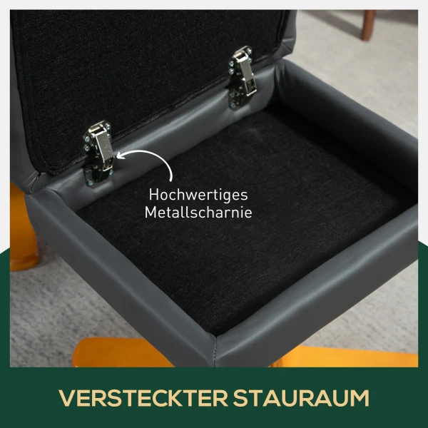 Relaxstoel Met Voetenbank, Opbergruimte, Gestoffeerde Televisiestoel Met Ligfunctie, 360° Draaibare Tv Stoel Voor Slaapkamer, Woonkamer, Kunstleer, Donkergrijs 6