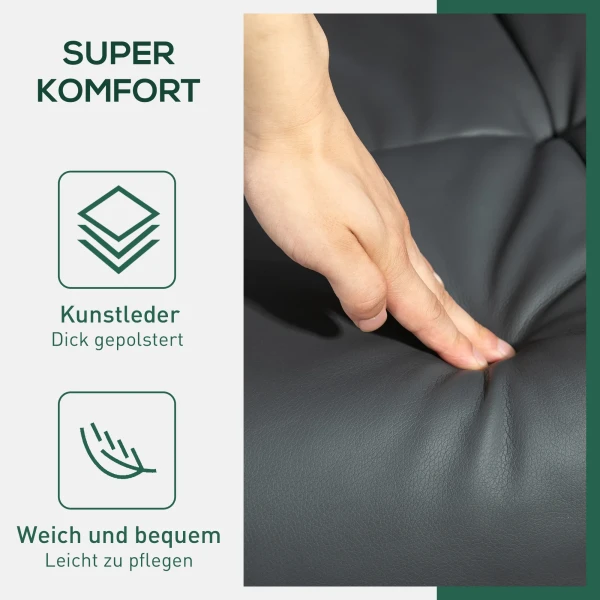 Relaxstoel Met Voetenbank, Opbergruimte, Gestoffeerde Televisiestoel Met Ligfunctie, 360° Draaibare Tv Stoel Voor Slaapkamer, Woonkamer, Kunstleer, Donkergrijs 7