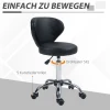 Rolkruk Massagekruk Draaibare Werkkruk 360° In Hoogte Verstelbare Zitvlak 49 64h Cm, Ergonomische Rugleuning Verchroomd Metaal In Zwarte Kunstleder Bekleding 7