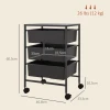 Rolwagen, Serveerwagen Met 3 Verdiepingen, Handvatten, Opbergwagen Voor Keuken, Woonkamer, 40,8 X 33,5 X 60,5 Cm, Zwart 4