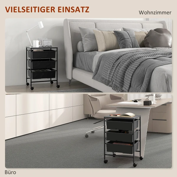 Rolwagen, Serveerwagen Met 3 Verdiepingen, Handvatten, Opbergwagen Voor Keuken, Woonkamer, 40,8 X 33,5 X 60,5 Cm, Zwart 7