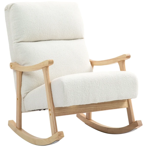 Schommelstoel, Ergonomische Schommelstoel, Fauteuil, Voedingsstoel Met Fluweelachtige Uitstraling, Schommelstoel Tot 120 Kg Belastbaar, Voor Slaapkamer, Woonkamer, Crèmewit 1