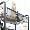 Serveerwagen Afneembaar, Rolwagen Met 4 Niveaus, Keukenwagen Met Haken, Opbergwagen Met Handvat, Remmen, Voor Keuken, Woonkamer, Staal, Zwart 8