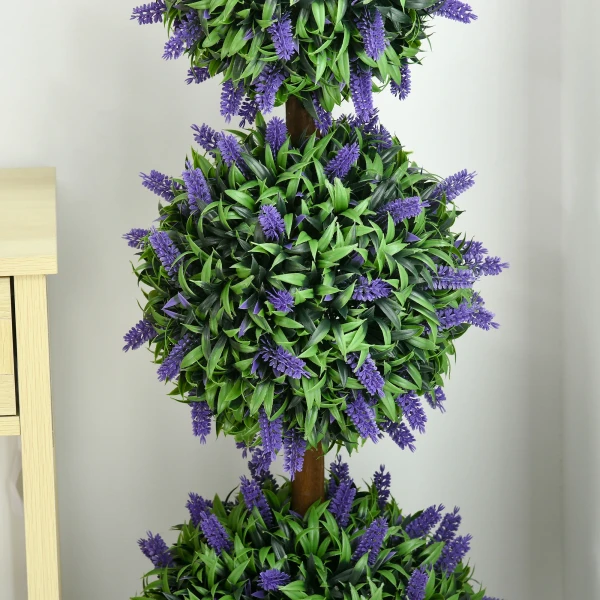 Set Van 2 Grote Kunstmatige Lavendelbomen 110 Cm Kunstplant, Plastic Kunstmatige Planten In Pot, Uv Bestendige Kunstbloemen Met 3 Ballen Voor Woonkamer Slaapkamer Kantoor Tuin 9